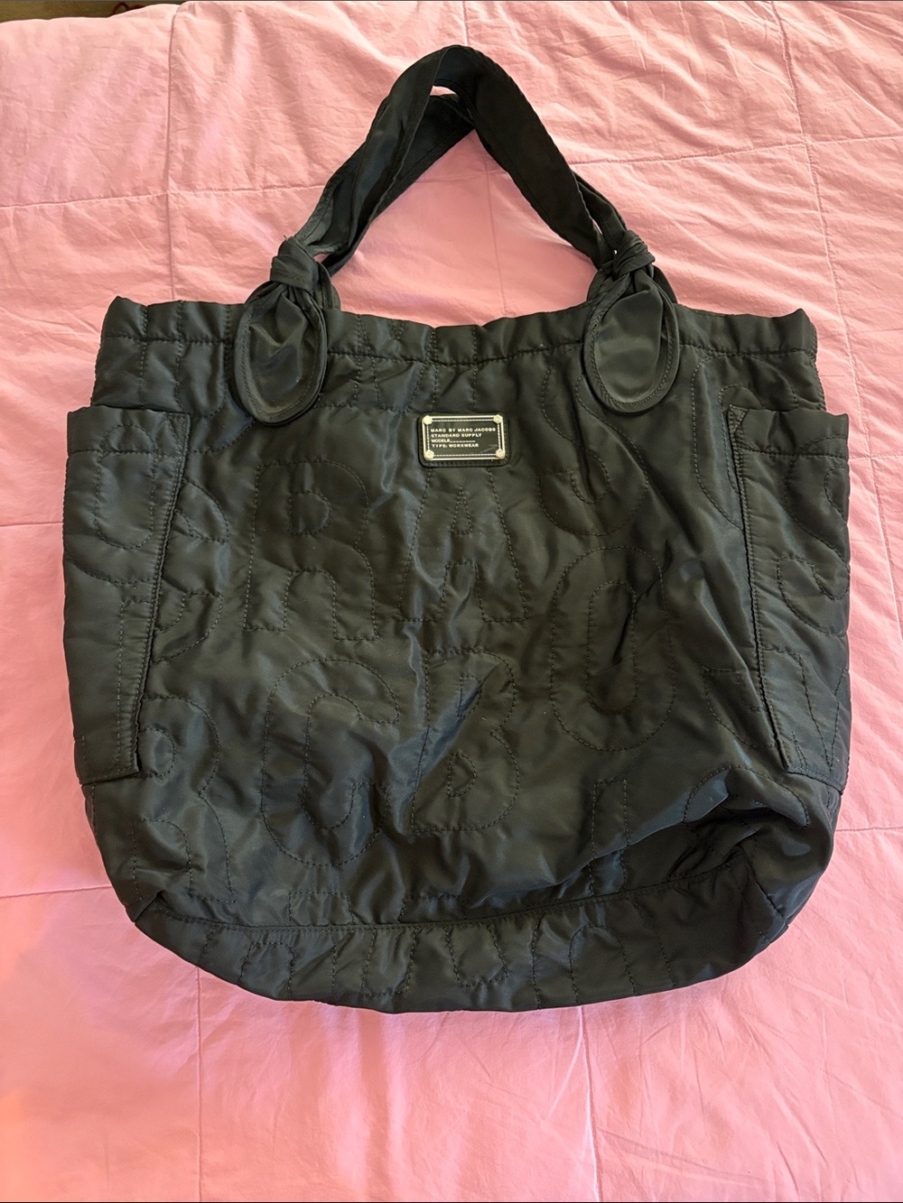 Marc by Marc Jacobs Standard Supply Black Quilted Nylon Tote Bag Purse Computer
